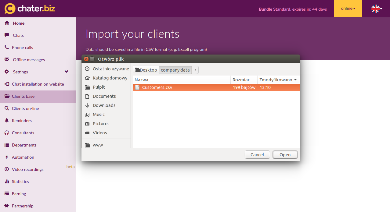 CSV file