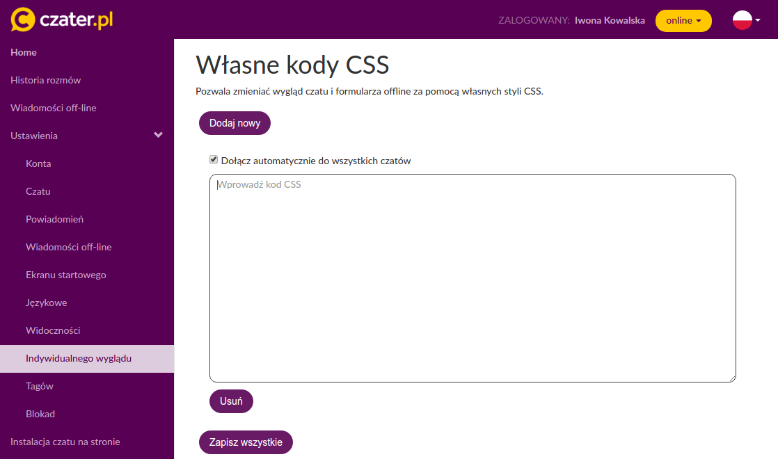 Własne CSS