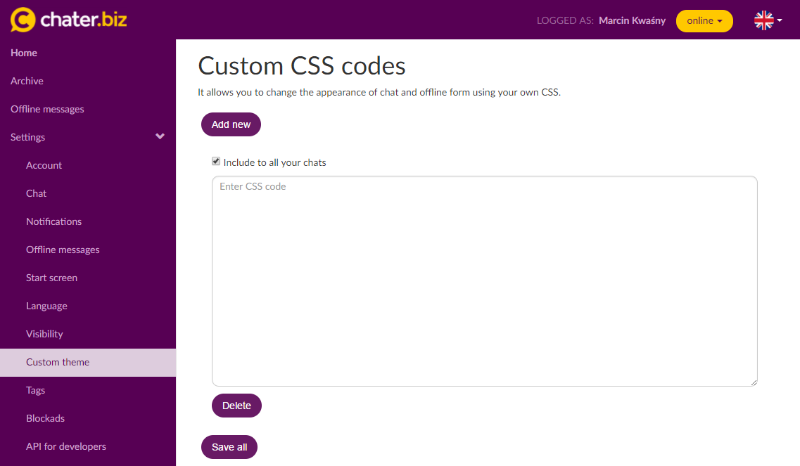own css
